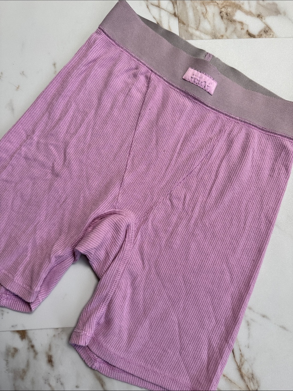 SKIMS Cotton Ribbed Boyfriend Boxers In Bubblegum Pink RARE Sz XXS Dorm ready
